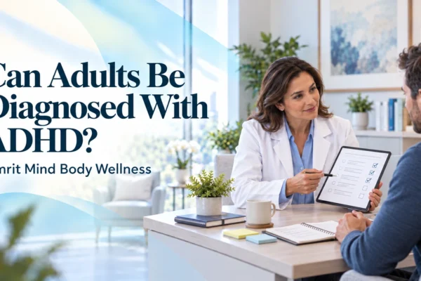 Amrit Mind Body Wellness clinician conducting an ADHD evaluation with an adult patient.